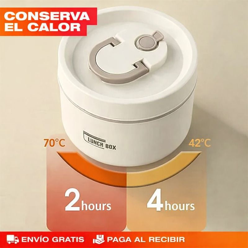 🍱 SET X4 PORTACOMIDAS + LONCHERA TÉRMICA PREMIUM