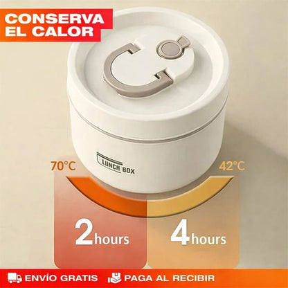🍱 SET X4 PORTACOMIDAS + LONCHERA TÉRMICA PREMIUM
