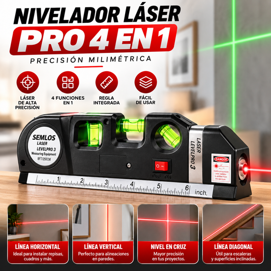 Nivelador Láser Pro 4 en 1 - Precisión Milimétrica en tus Manos