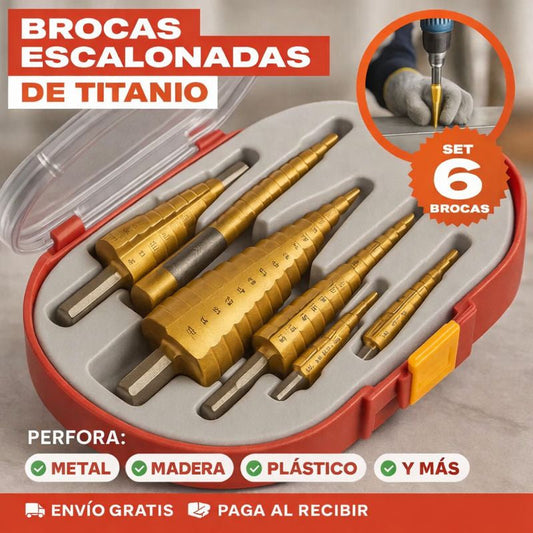 Set de 6 Brocas Escalonadas de Titanio
