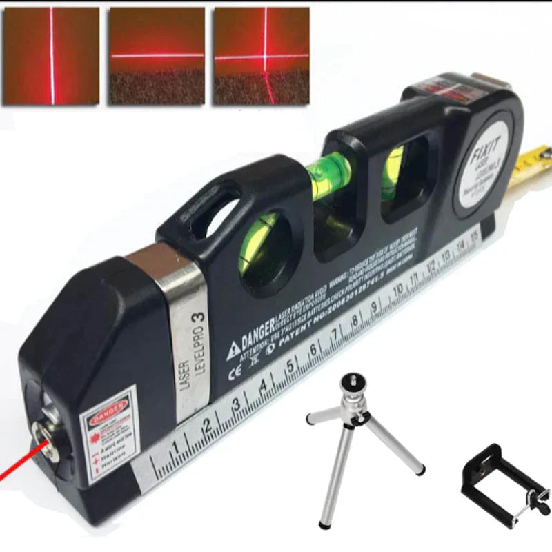 Nivelador láser Pro 4 en 1 con cinta métrica integrada